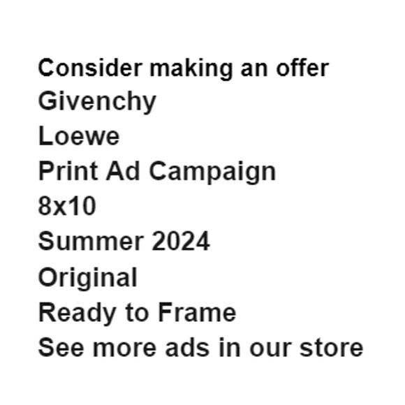 Givenchy Loewe Print Ad Campaign Summer 2024 8x10 Frame Ready Original Magazine - Picture 2 of 4